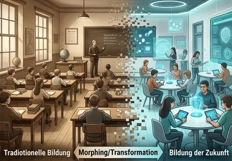 Illustration: Bildung der Zukunft im Zeitalter von KI